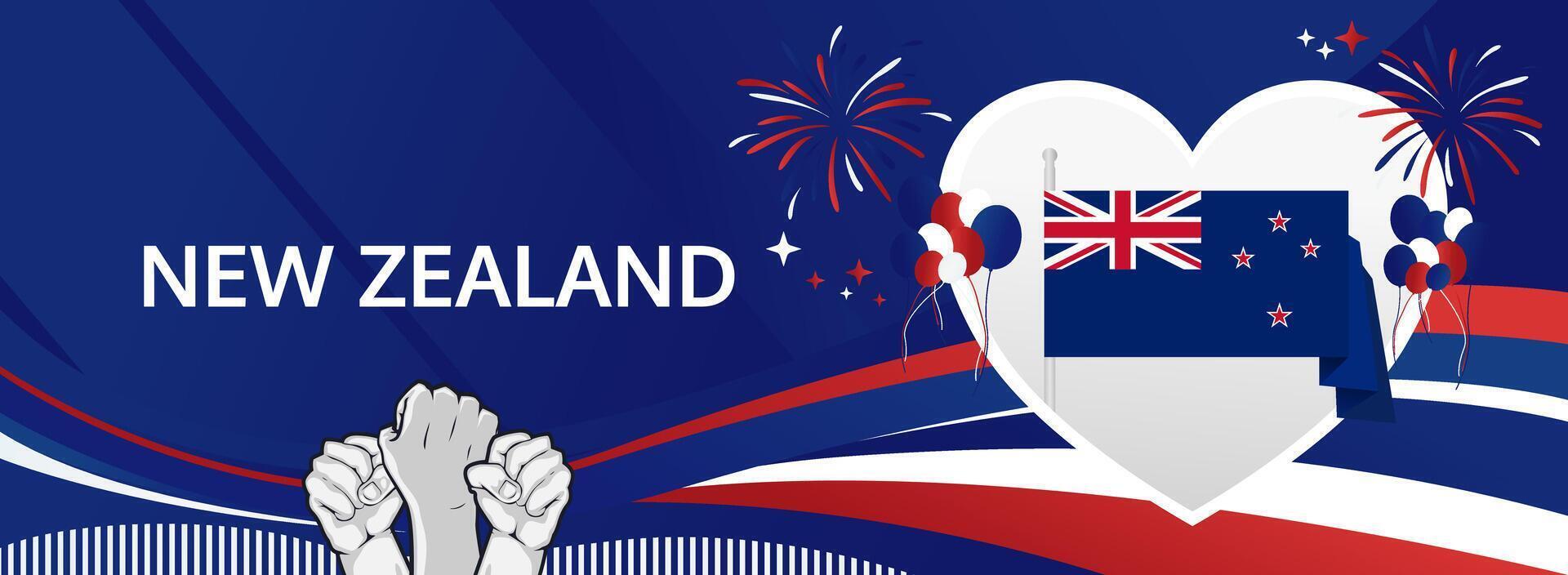 New Zealand Waitangi Day greeting banner for national celebration. vector