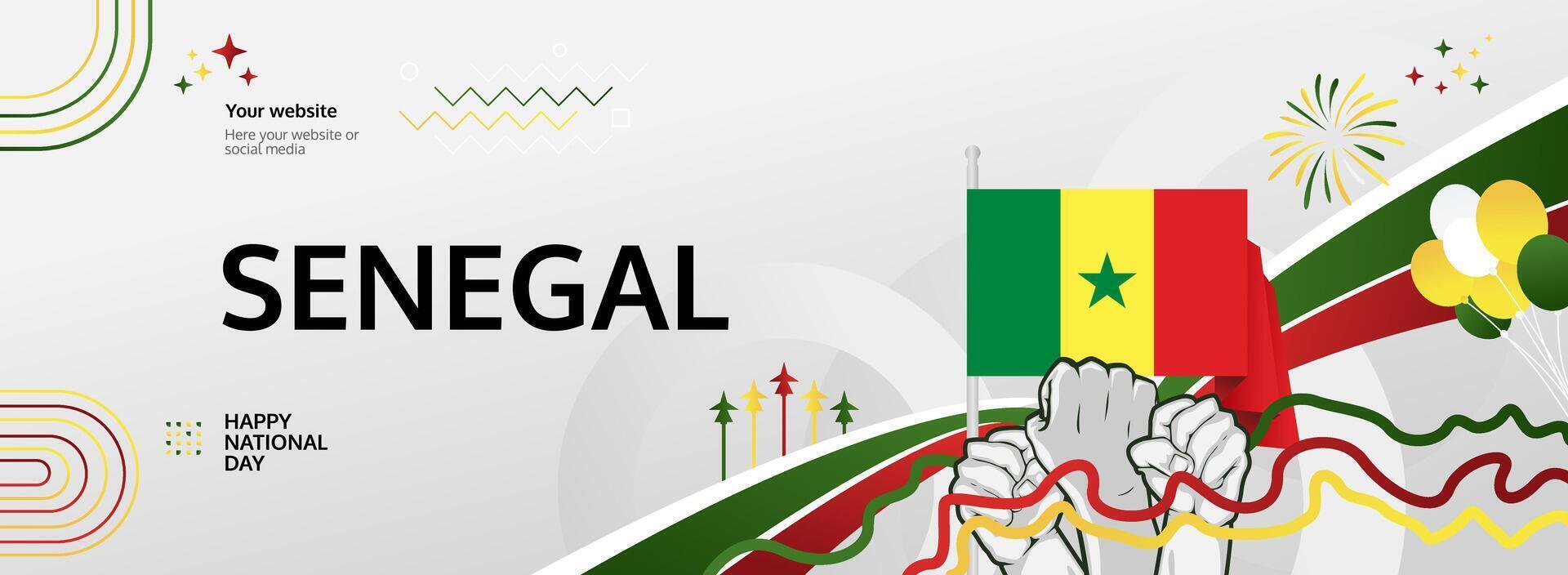 Celebrate Senegal Independence. A modern banner for April 4th, perfect for showcasing national pride during cultural festivities, carnivals, and community events vector