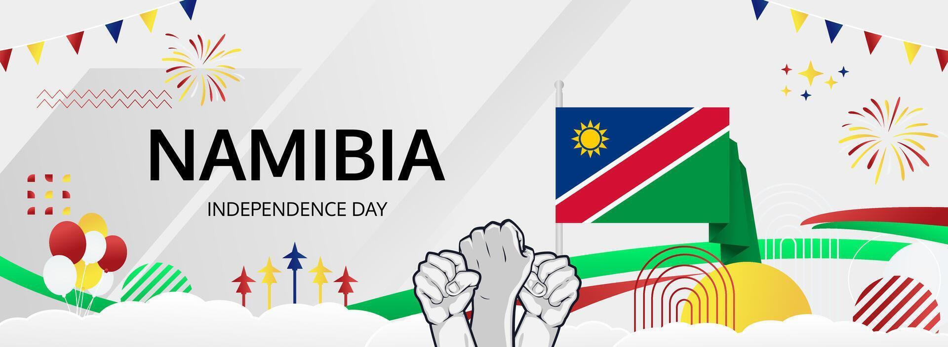 Celebrate Namibia Independence. A modern banner for March 21st, perfect for showcasing national pride during cultural events, carnivals, and festive gatherings vector