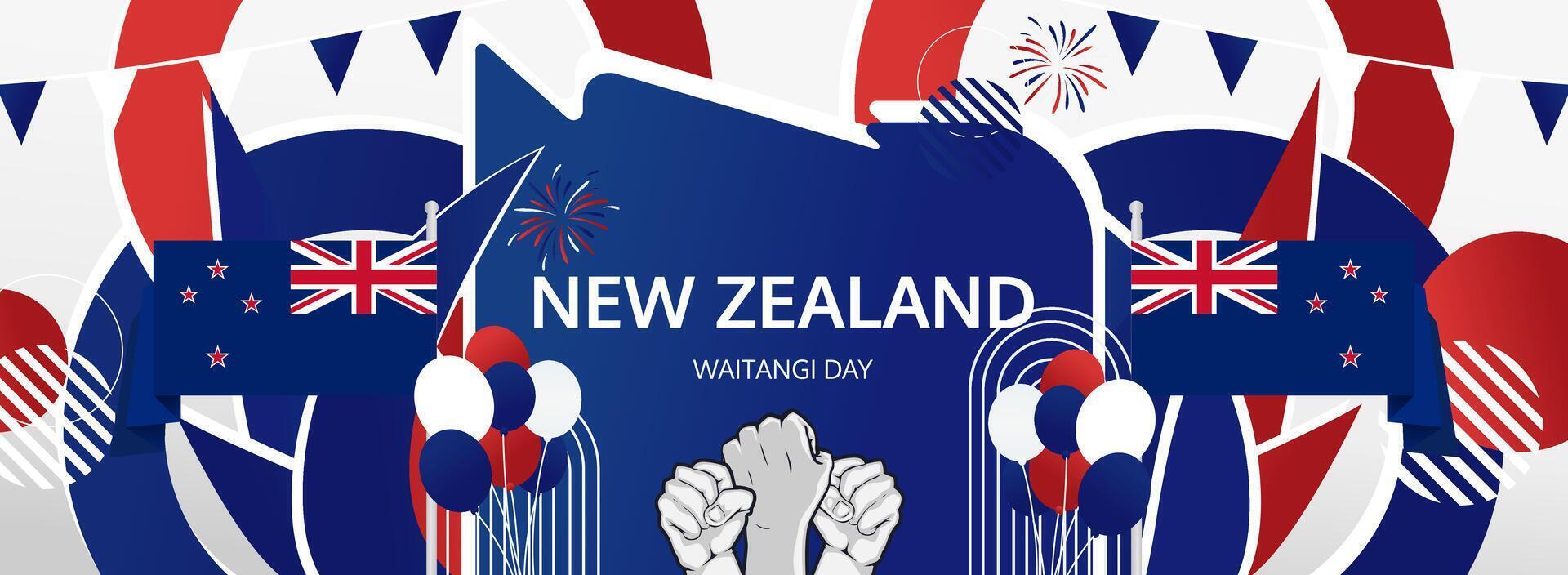 New Zealand National Day poster design for holiday event promotion. vector