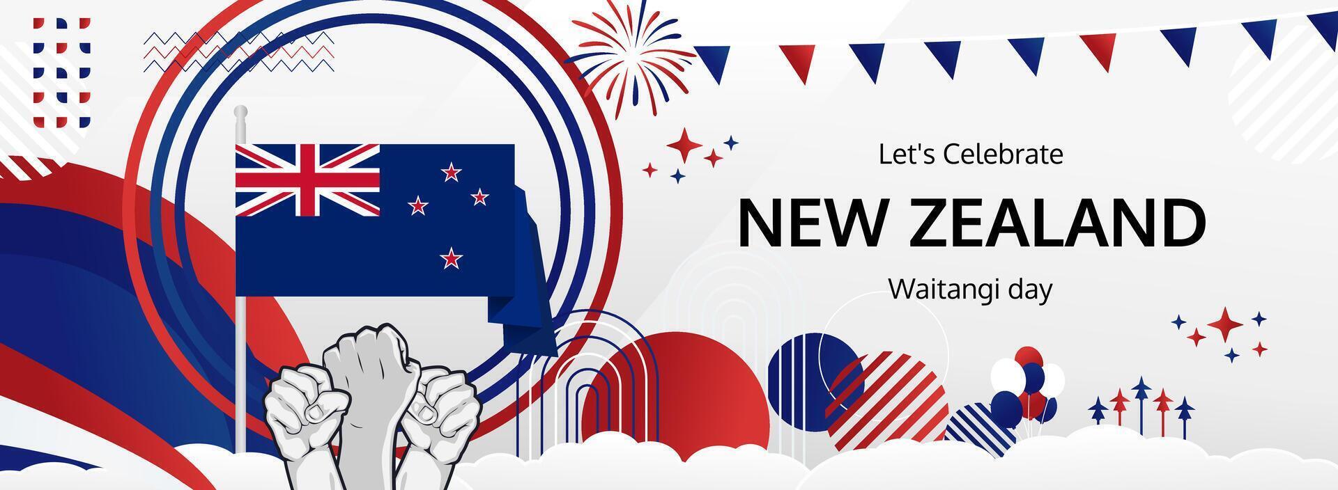 New Zealand National Day social media banner for February events. vector