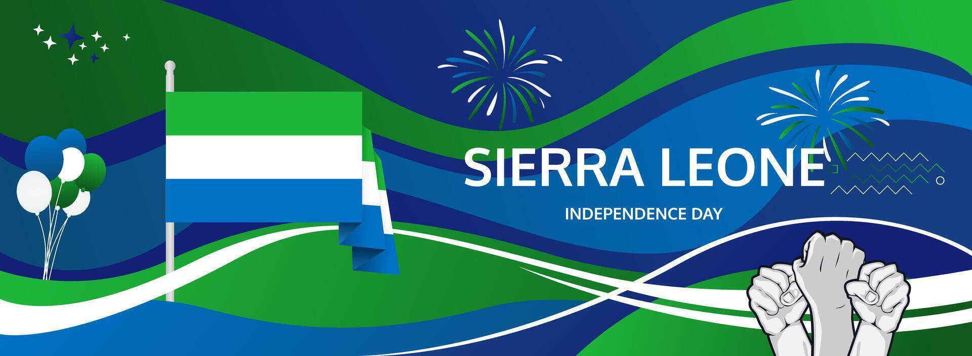 Sierra Leone National Day Banner. Celebrate freedom on April 27th. Perfect for cultural events, festivals, and community gatherings vector