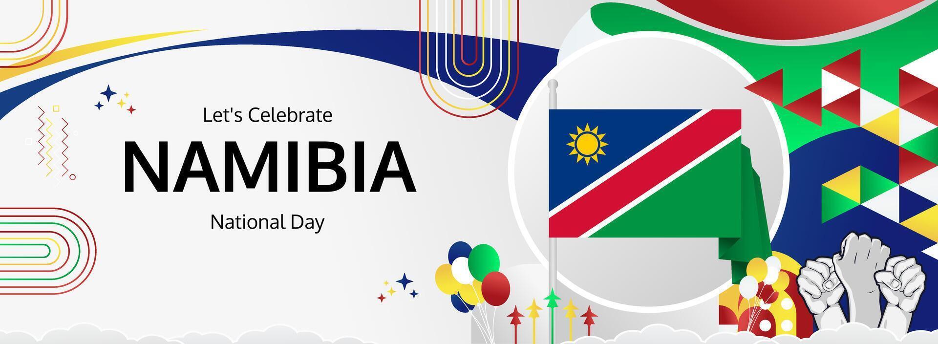 March 21st. Happy Namibia National Day. A festive greeting banner celebrating independence, perfect for promoting local culture and community events across the country vector