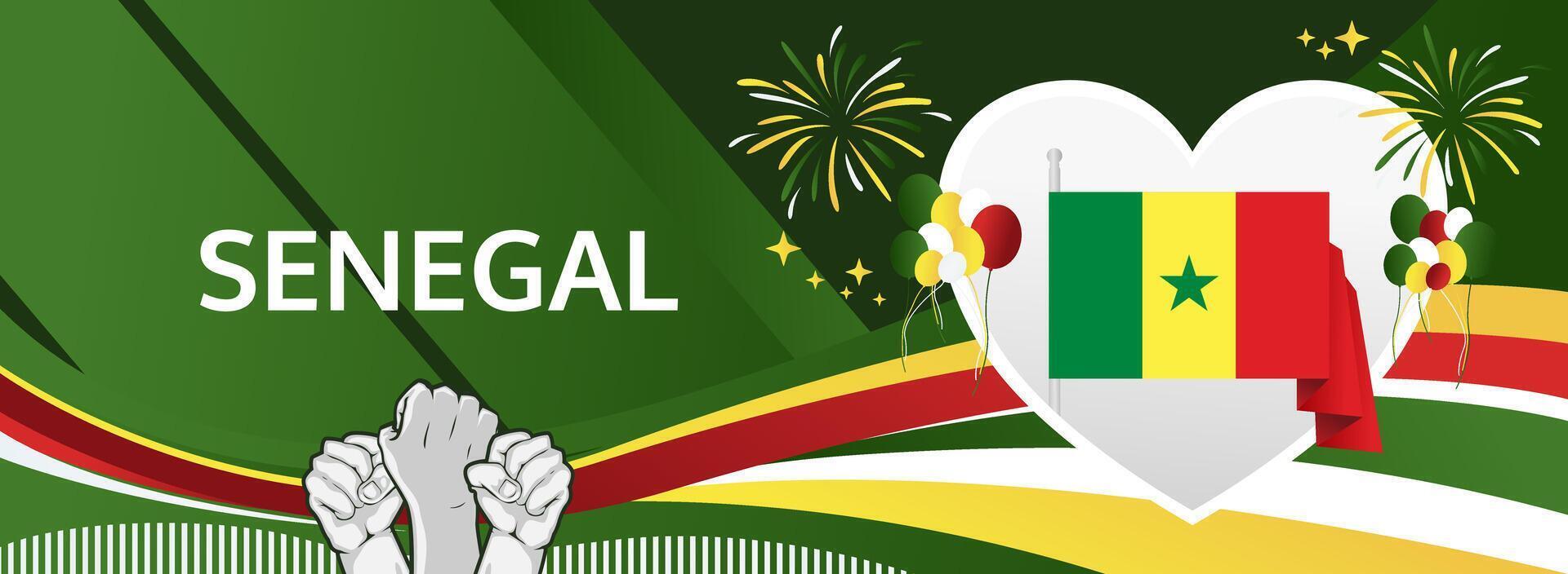 Happy Senegal National Day. A striking April 4th greeting banner featuring abstract designs, ideal for promoting vibrant celebrations, cultural events, and tourism vector