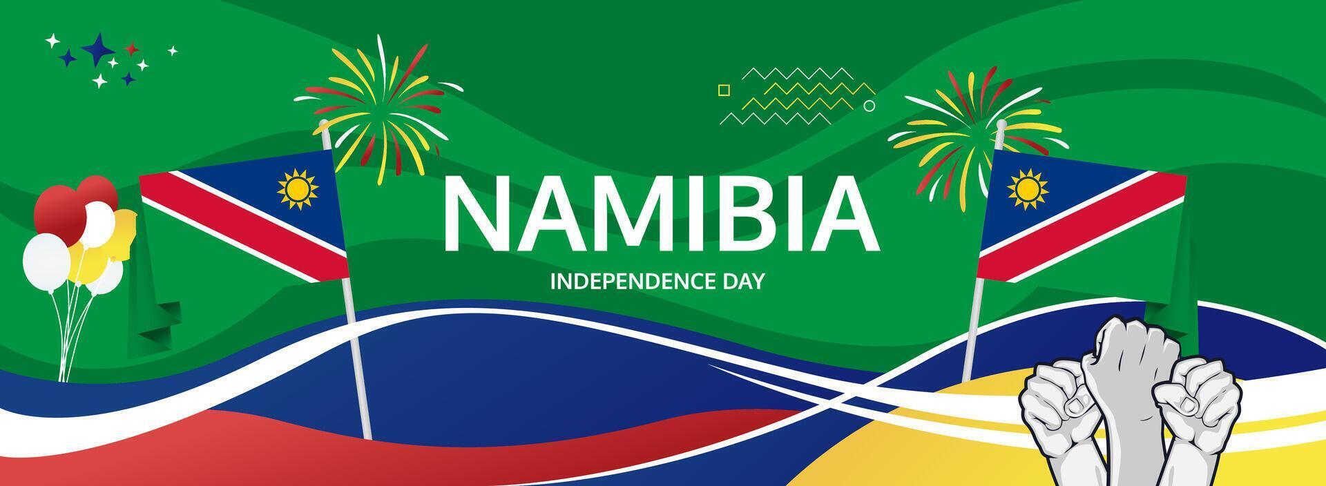 Namibia Independence Day Festivities. A lively and modern March 21st banner, ideal for celebrating local culture during festivals, parades, and tourism promotion vector