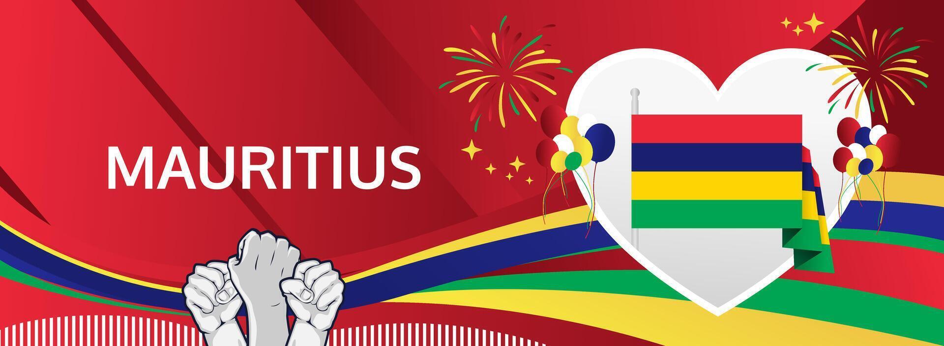 Happy Mauritius Independence Day. A dynamic banner for March 12th, ideal for promoting national pride during cultural events, parades, and tourism initiatives vector