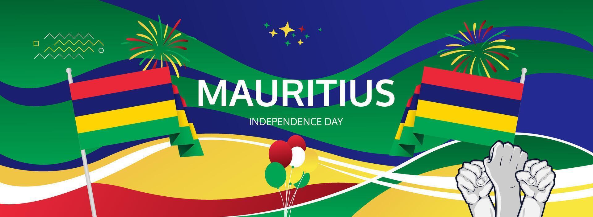 Mauritius Independence Day Festivities. A bright and cheerful March 12th banner, perfect for showcasing local culture during festivals, parades, and tourism events vector