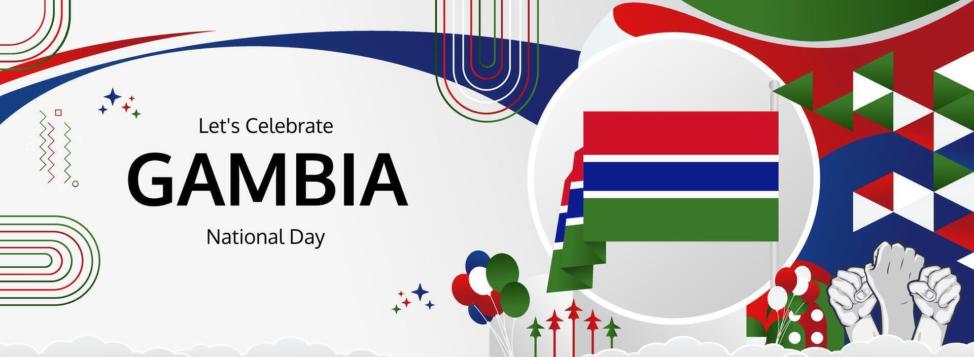 Celebrate Gambia Freedom. A vibrant banner for the 18th of February, showcasing the spirit of culture and community for your national festivities and events vector