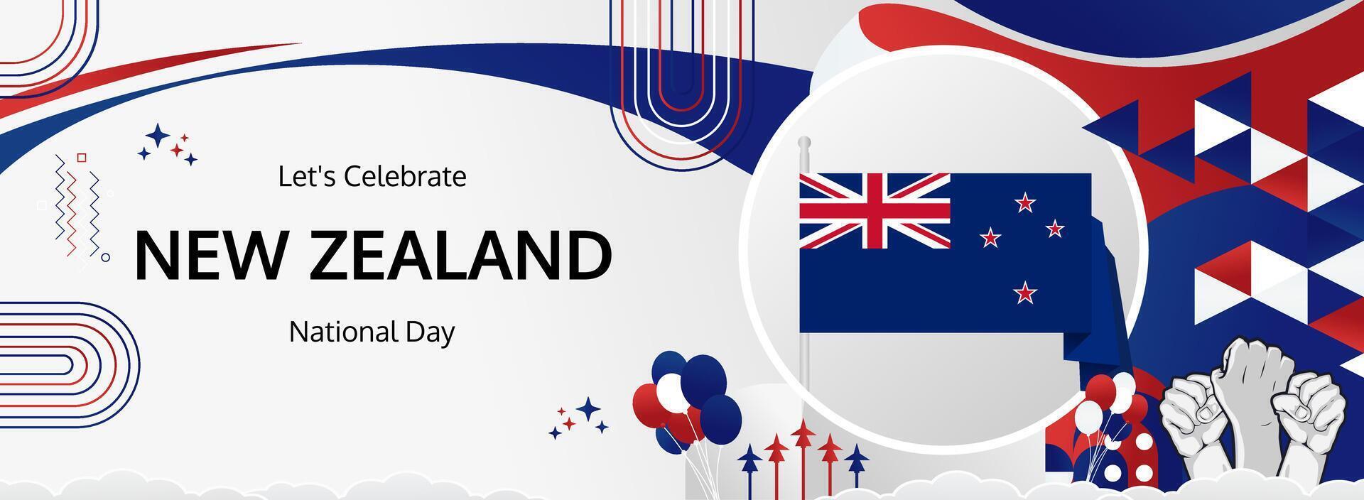 New Zealand Waitangi Day party invitation template for celebrations. vector