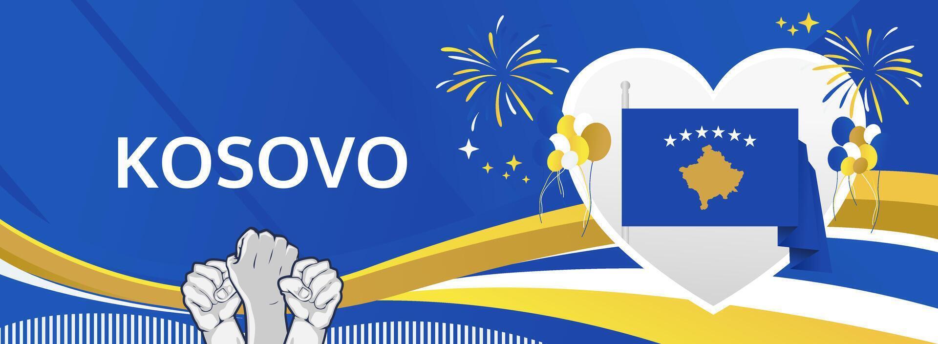 Kosovo Independence Day, 17th February. A day of joy, unity, and celebration. Perfect for events, festivals, and tourism vector