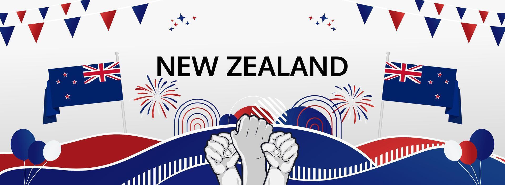 New Zealand National Day web banner for tourism and event promotion. vector