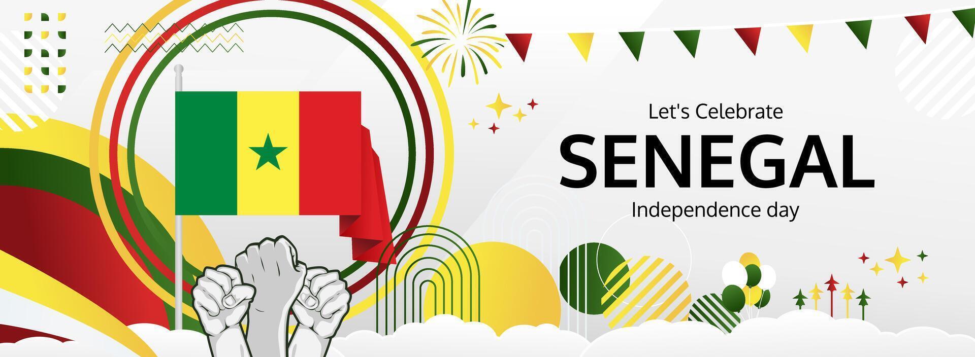 Senegal National Pride Day. A creative April 4th banner with abstract themes reflecting the spirit of independence, perfect for cultural festivals and tourism events vector