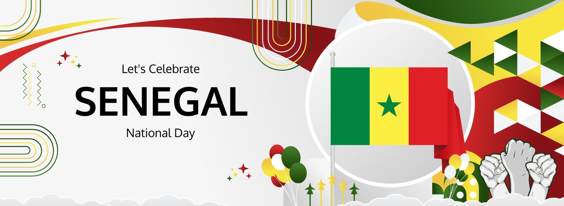 Senegal Independence Day Festivities. A lively and modern April 4th banner, ideal for celebrating local culture during festivals, parades, and tourism activitie vector