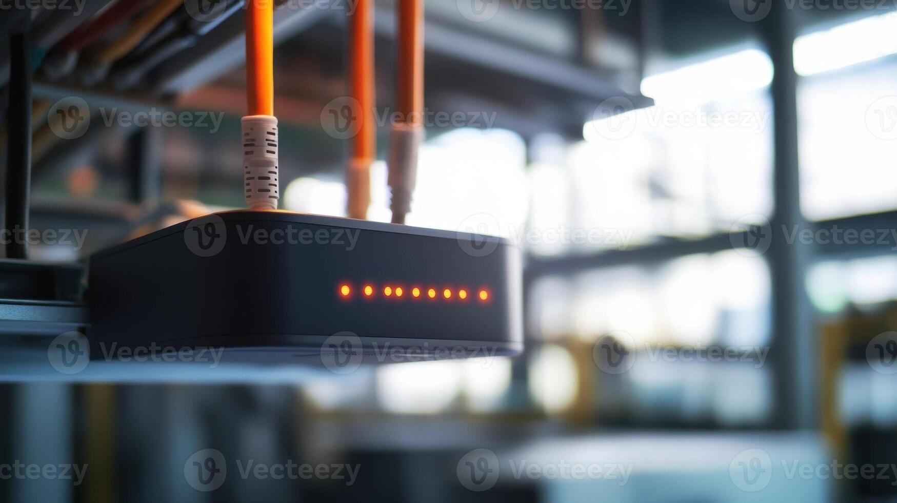 Network device managing data flow in modern manufacturing plant photo