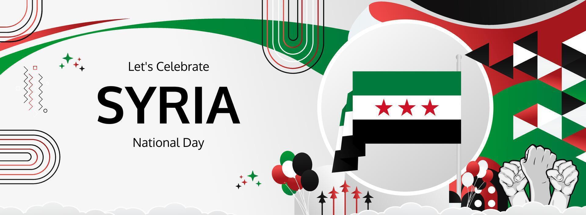 Syria National Day Greetings. Honor independence on April 17th with our stylish banner. Ideal for festive gatherings vector