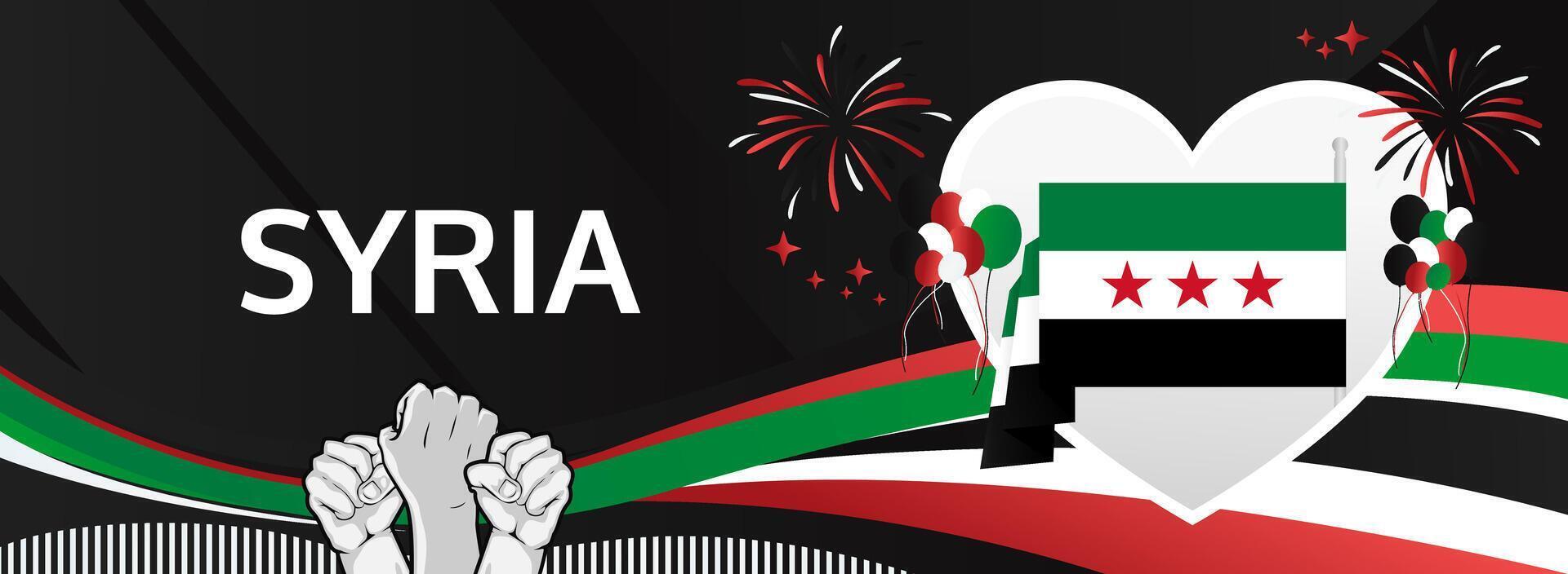 Joyous Syria National Day Sign. Mark April 17th with joy and pride. Excellent choice for carnival decorations vector