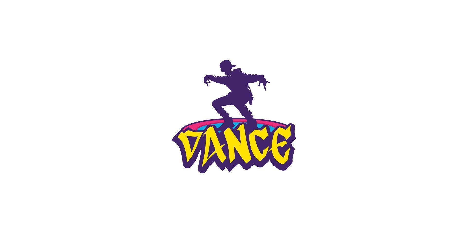 Hip-Hop Dancing boy Silhouette with Graffiti Text vector