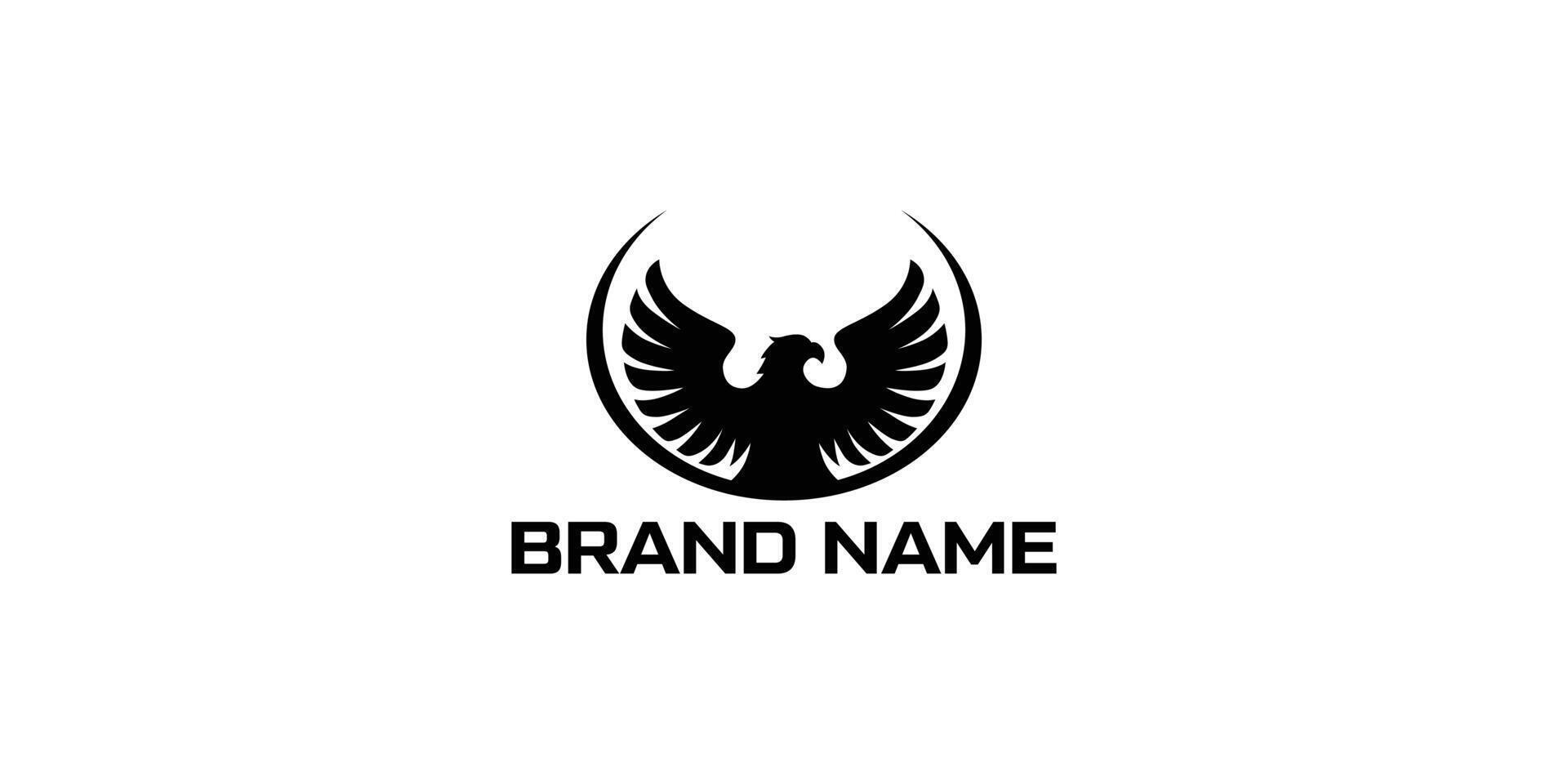 Bold Eagle wtih opened Wings black silhouette style logo vector