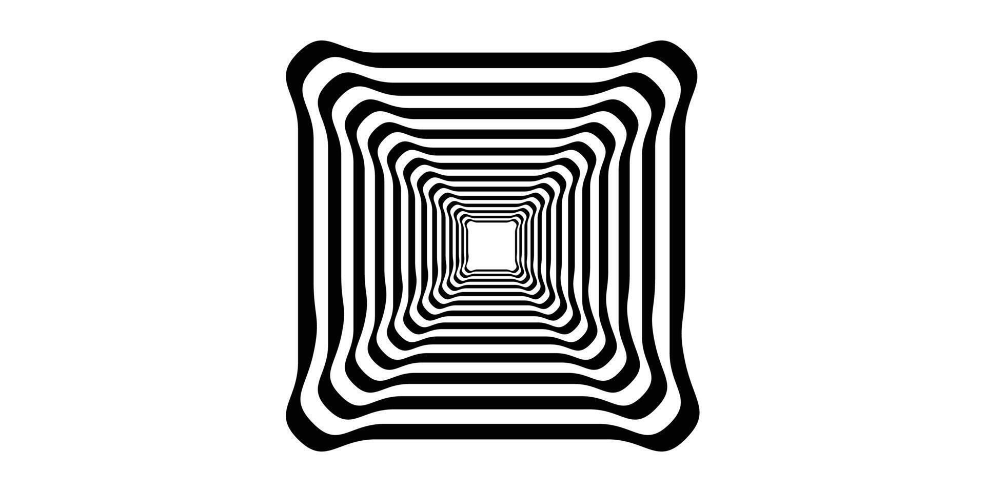 Hypnotic Black and White Optical illusion Tunnel Pattern vector