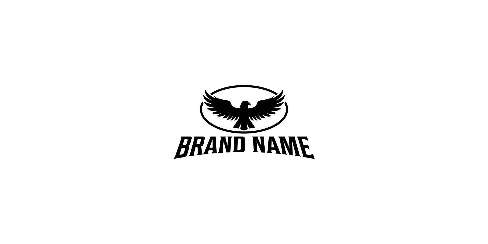 Black Silhouette Eagle Emblem with Arched Brand Text vector