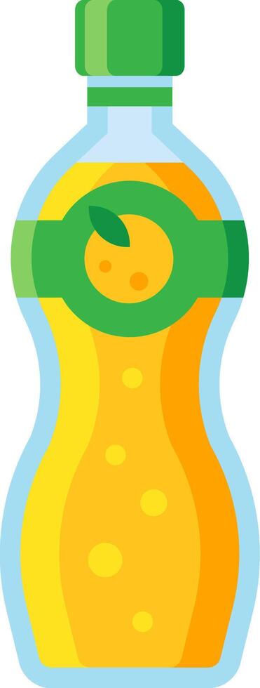 Refreshing orange soda bottle featuring vibrant bubbles and a green cap, capturing the essence of summer, thirst quenching moments, and the zesty appeal of citrus fruits vector