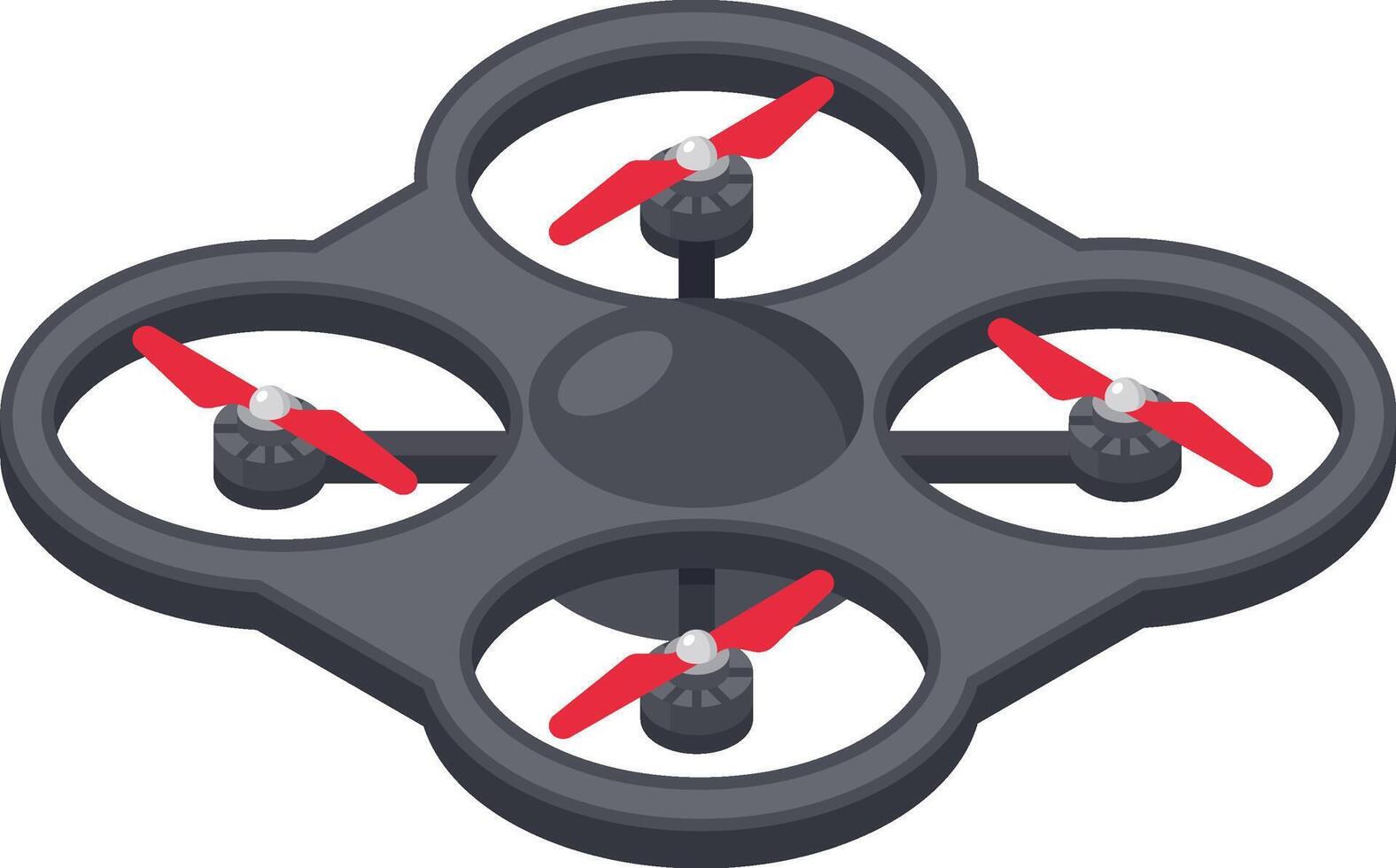 Quadcopter drone featuring four propellers and an integrated camera, hovering effortlessly in the air, poised for capturing stunning aerial photography and immersive videography vector