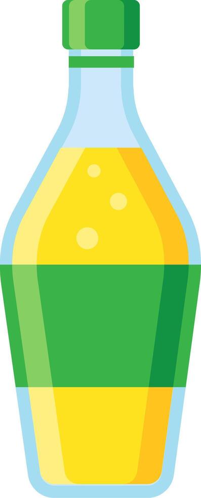 Refreshing yellow juice in a glass bottle with a green label and cap, symbolizing healthy living and ideal for food and drink marketing projects vector