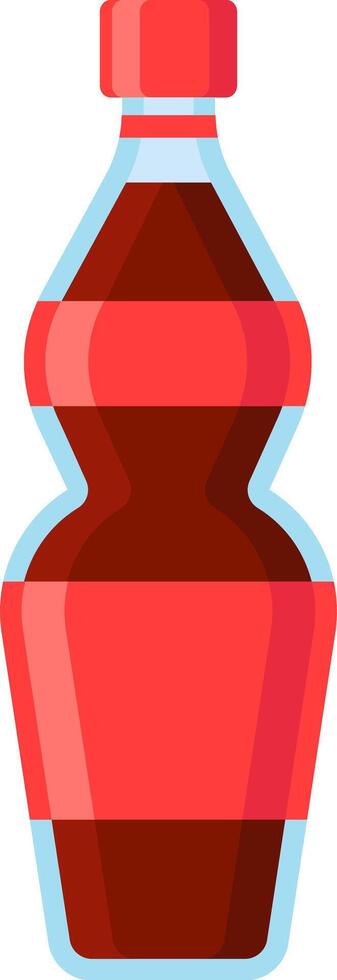 Carbonated soft drink in a plastic bottle featuring a distinctive hourglass shape, complete with a vibrant red label and matching cap, offering a refreshing beverage choice vector