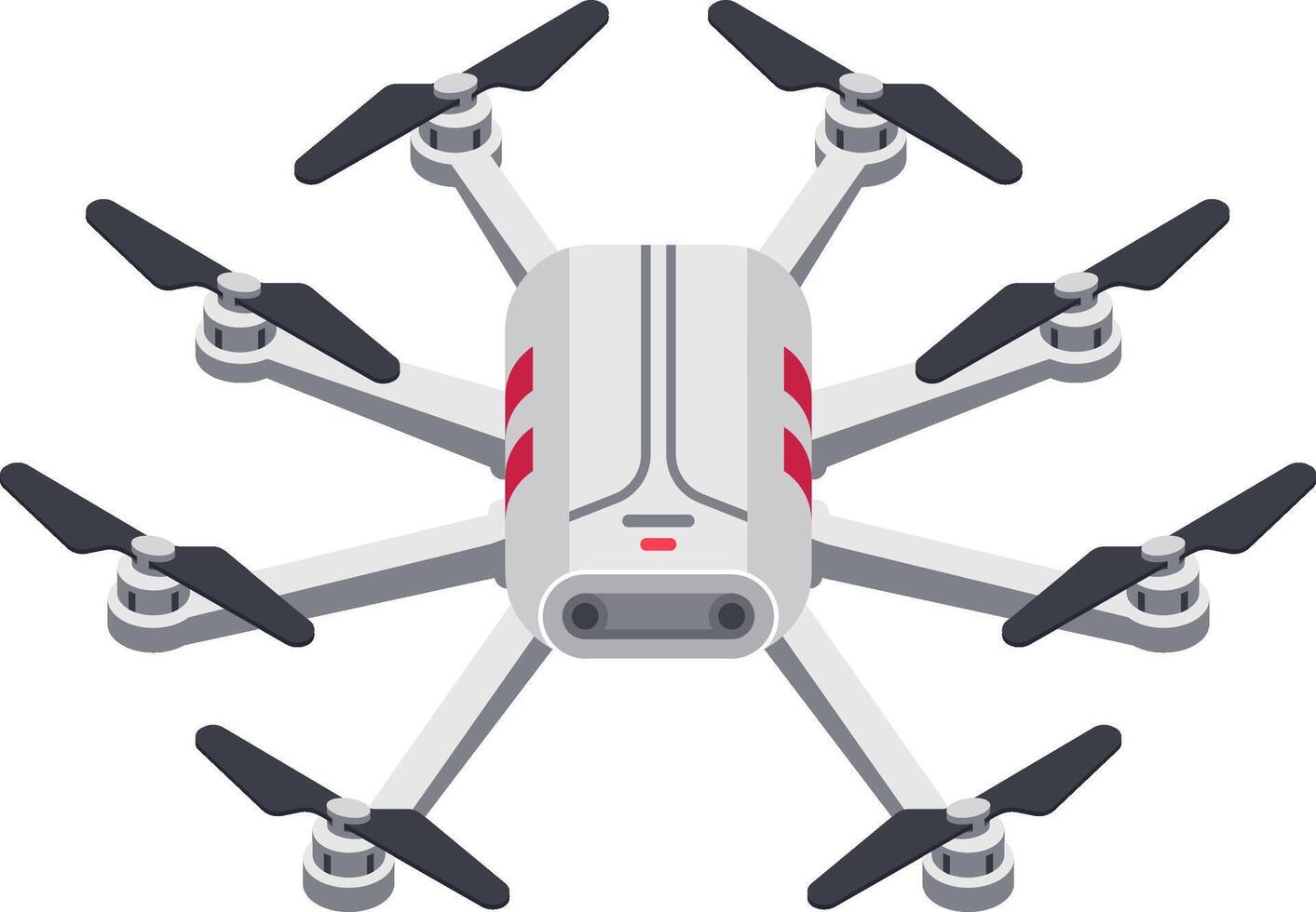 Modern hexacopter drone flying gracefully through the air, featuring rotating propellers and highlighting advanced technology, exceptional maneuverability, and innovative design vector