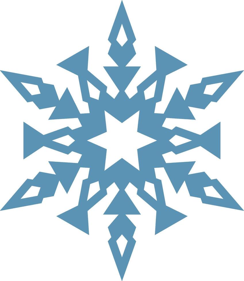 Stylized snowflake with sharp edges and a central star shape, evoking a winter atmosphere of cold and ice, perfect for Christmas and holiday projects vector