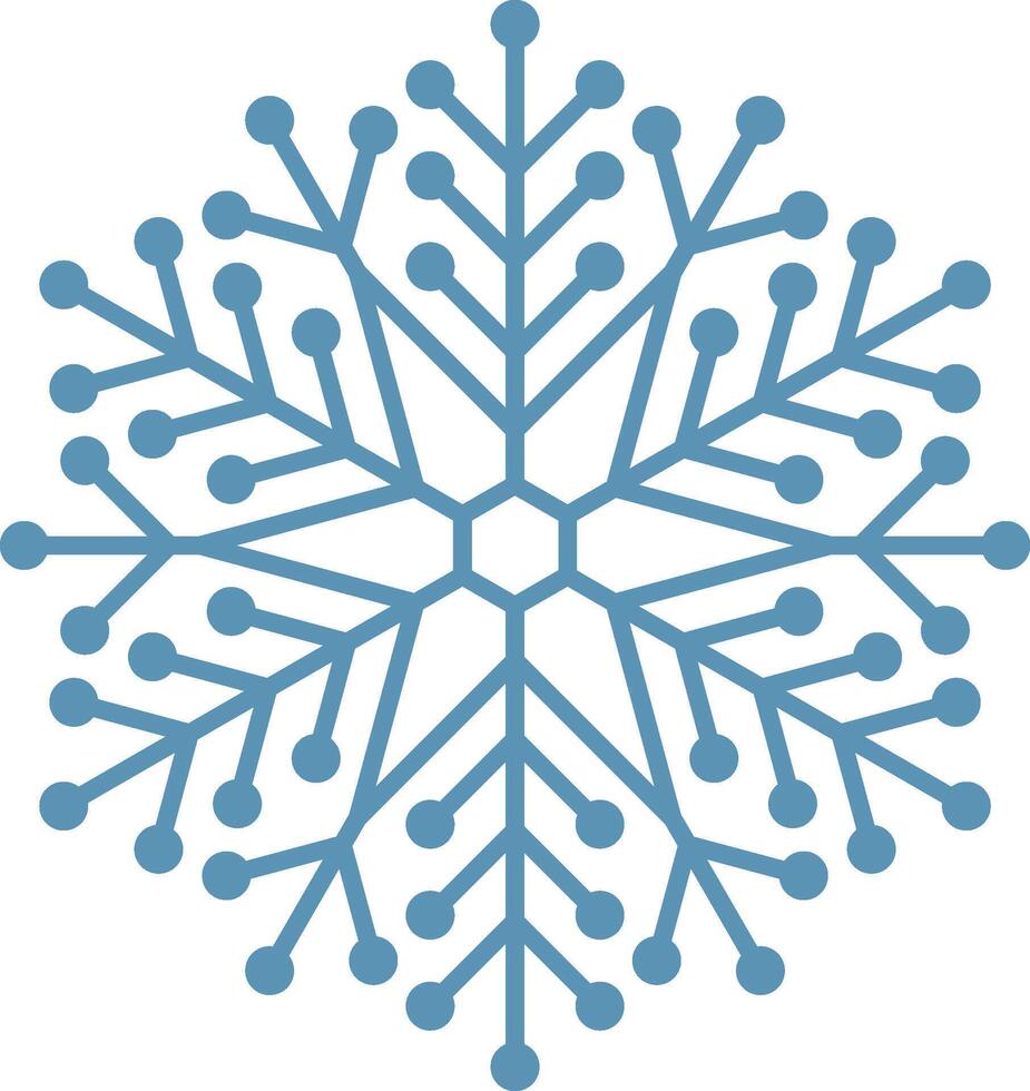 Stylized six pointed snowflake with small circles at the end of each branch creating a delicate and festive atmosphere, perfect for winter, christmas or cold themed projects vector