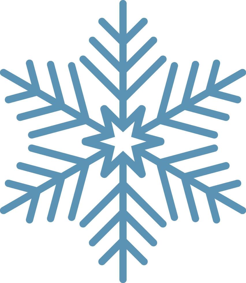 Simple light blue snowflake with a star in the center representing winter, christmas and holidays, ideal for greeting cards or winter projects vector