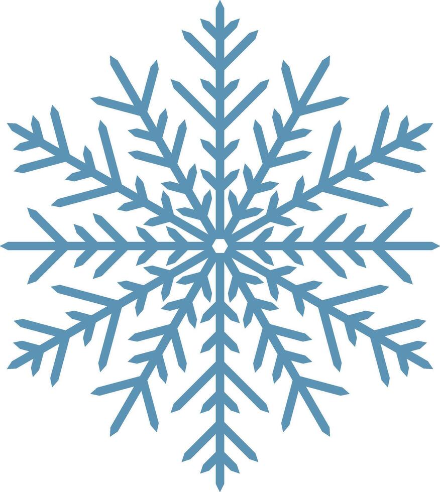 Perfectly symmetrical light blue snowflake with intricate details, evoking the beauty of winter, Christmas festivities, and the crisp air of cold weather vector