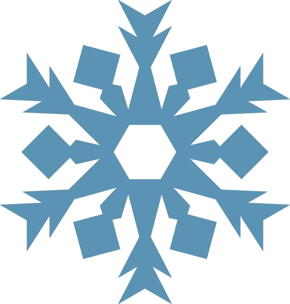 Light blue snowflake featuring sharp edges and a hexagonal center, creating a festive atmosphere perfect for celebrating winter and Christmas holidays with elegance and charm vector