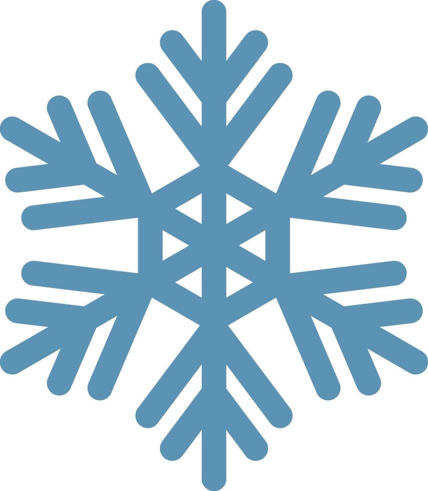 Stylized six pointed snowflake capturing the essence of winter and Christmas, radiating cold temperatures, ice, and snow, perfect for festive and seasonal design projects vector