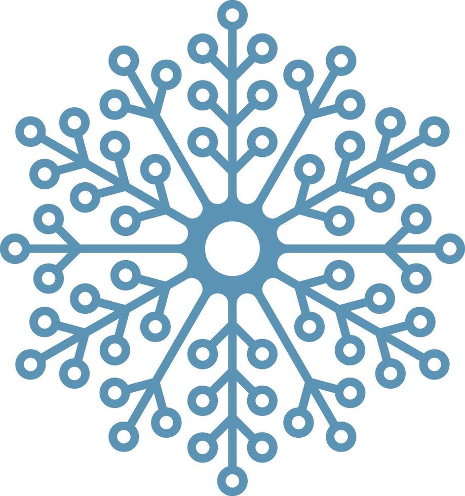 Stylized snowflake with radial symmetry, evoking winter, christmas, cold temperatures and frozen water, perfect for festive and seasonal designs vector