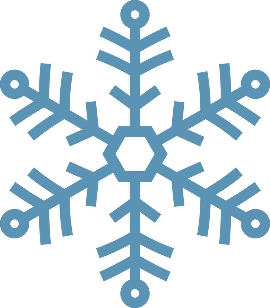 Stylized six pointed snowflake featuring small circles at the tips of its branches, creating an enchanting and festive winter atmosphere perfect for seasonal celebrations vector