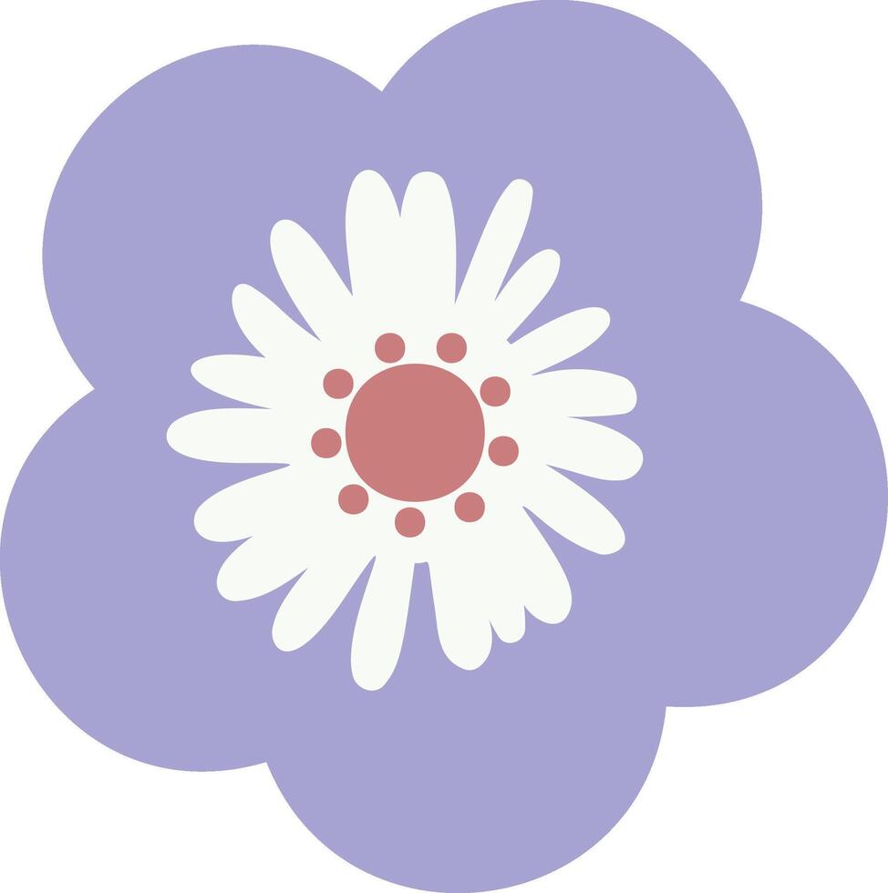 Purple flower featuring delicate white petals and a vibrant pink center, creating a stunning design perfect for nature inspired, spring, and floral themed projects vector