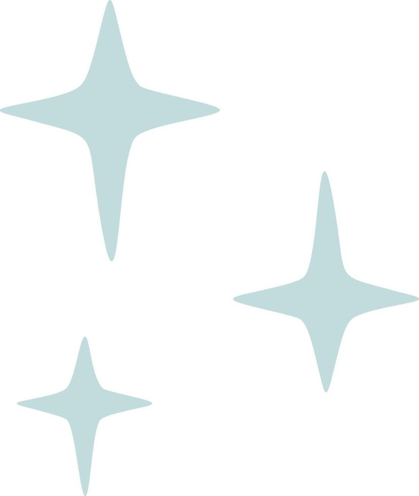 Three four pointed light blue stars shining brightly against a clean white backdrop, creating a simple and elegant design that embodies minimalism and modern aesthetics vector
