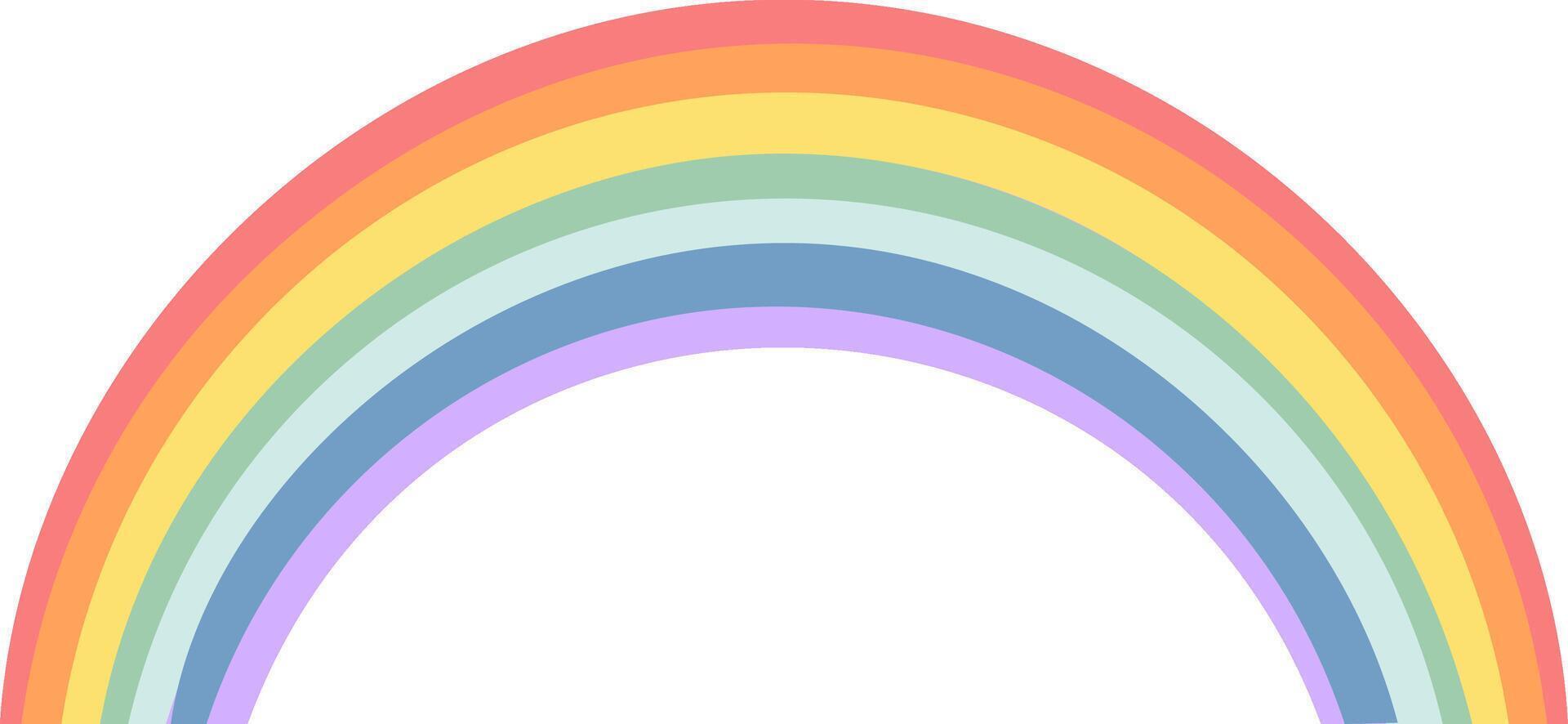 Colorful rainbow arching over a white background, featuring pastel shades of red, orange, yellow, green, blue, and violet, creating a cheerful and vibrant atmosphere vector