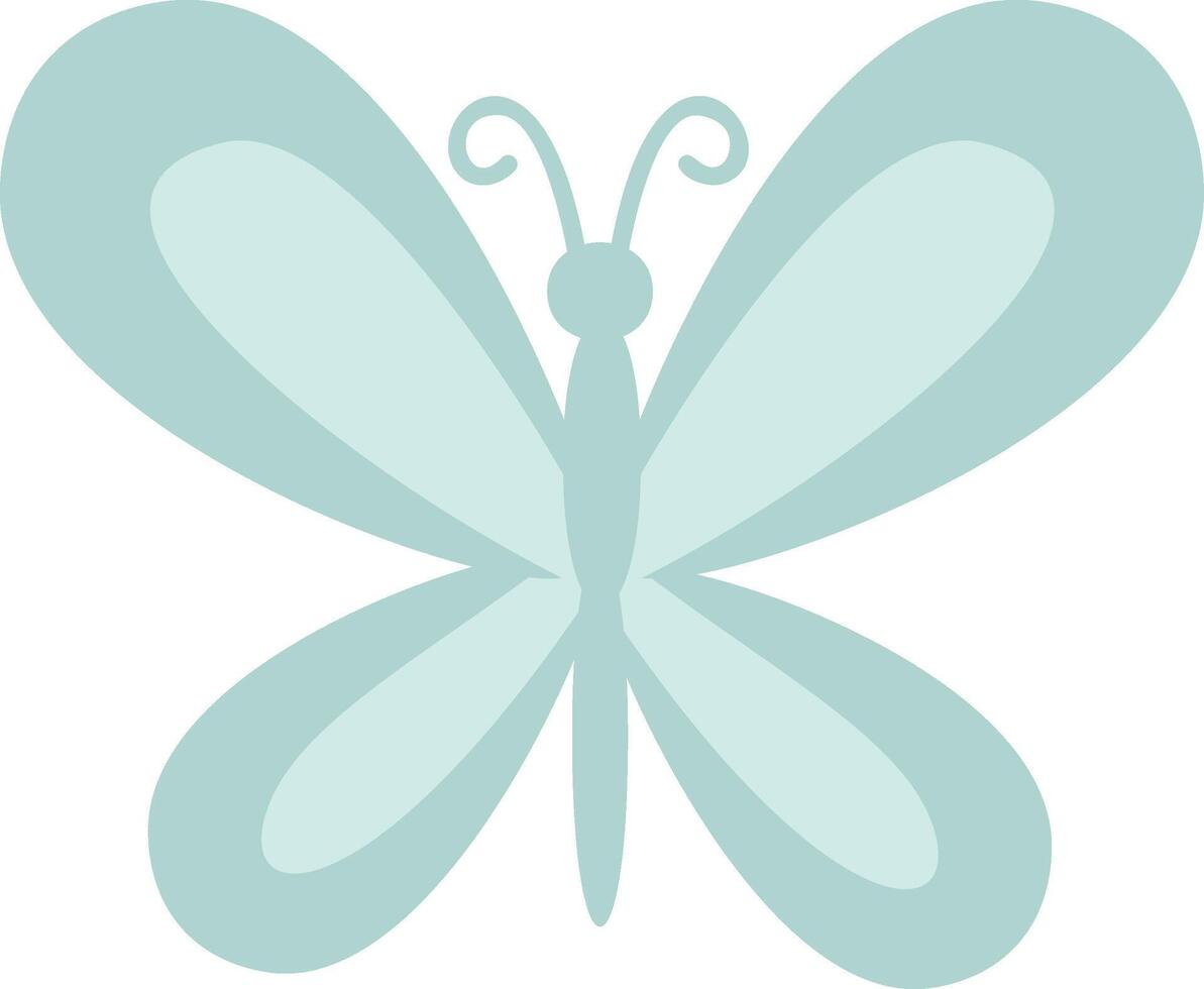 Light green butterfly spreading its wings in a white background, representing beauty, nature, and transformation, perfect for children's illustrations or nature themed projects vector