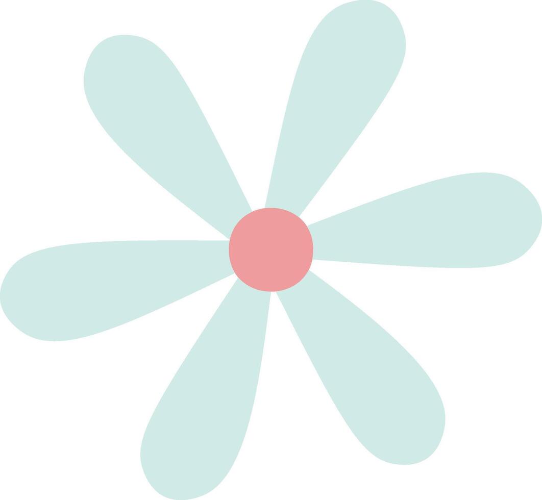 Minimalist illustration of a simple flower with rounded petals and pink center, isolated on white background, representing nature, beauty, and simplicity vector