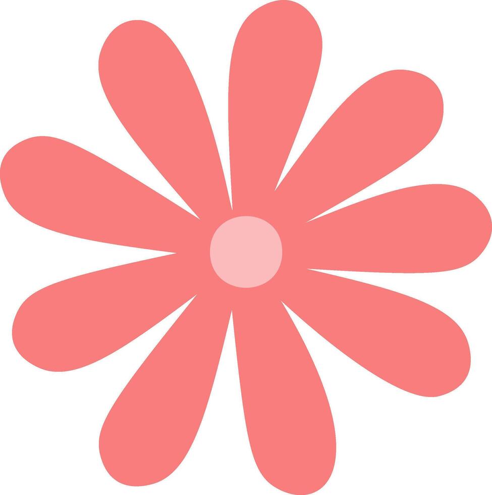 Illustration featuring a vibrant pink daisy flower with rounded petals, blooming against a clean white background, embodying a simple and minimalist design that evokes beauty and elegance vector