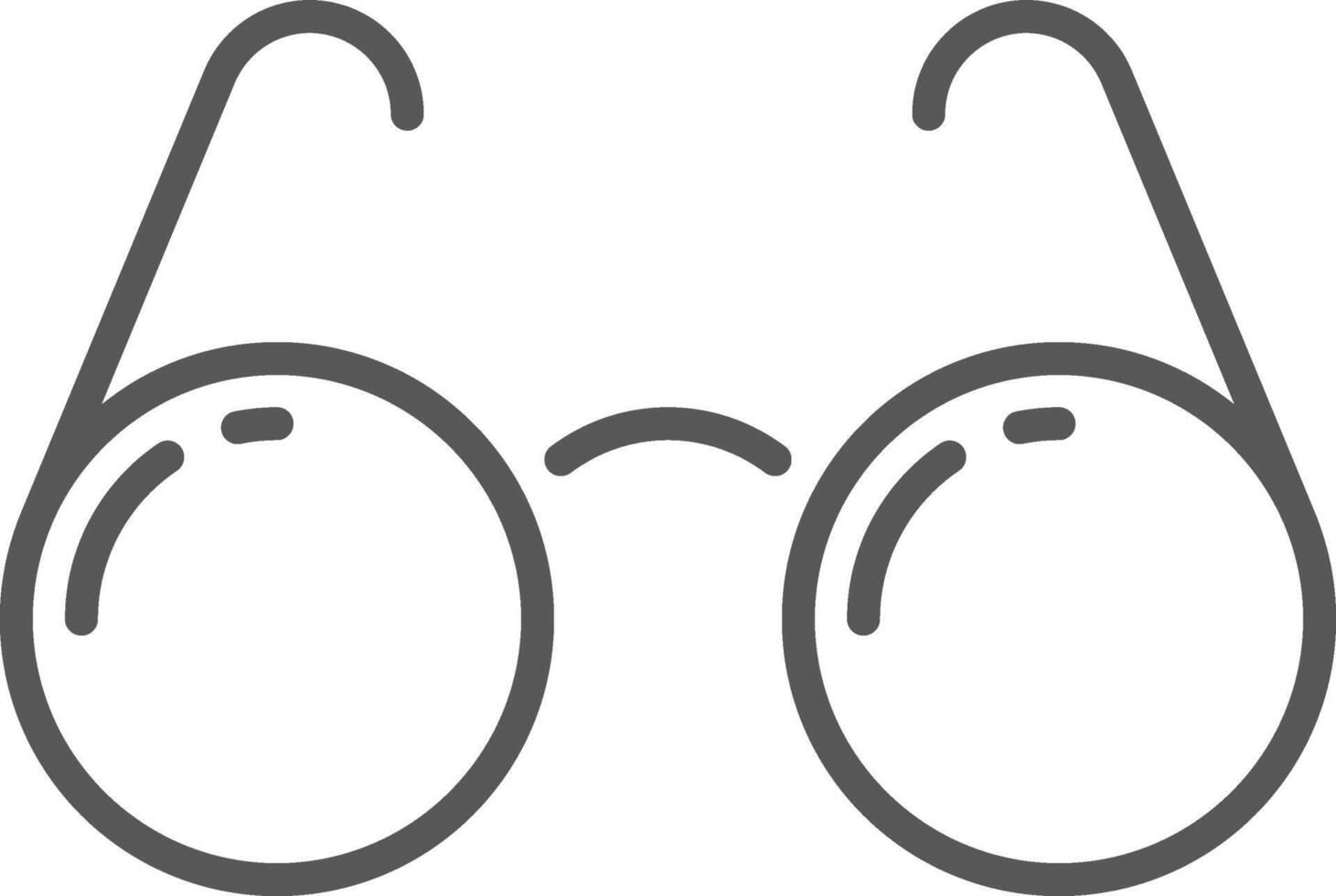Minimalist line art illustration of round eyeglasses with thin temples and a curved nose bridge, capturing a vintage aesthetic for diverse design applications vector