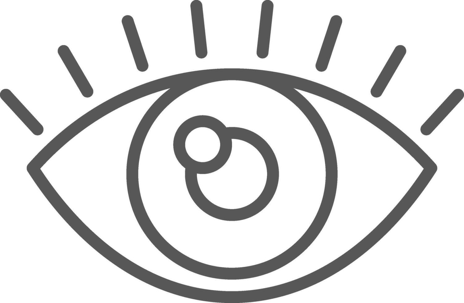 Simple and iconic representation of an eye, highlighting vigilance and observation with clean lines and prominent eyelashes, capturing attention and focus in a minimalist design vector