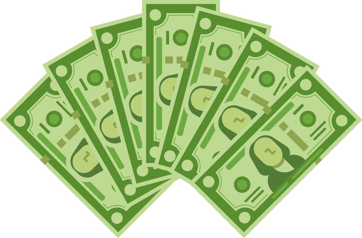 Several dollar bills fanning out, representing personal finance, investment opportunities, and the potential for economic growth and prosperity in financial markets vector