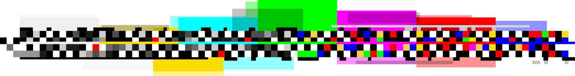 Checkered racing flag is moving fast creating a colorful pixelated background, representing speed, competition, and the thrill of motorsport vector