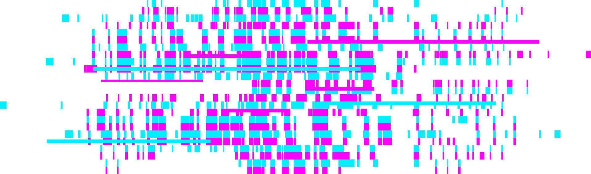 Intertwined cyan and magenta lines and squares create a vibrant and energetic abstract composition, evoking a sense of movement and dynamism against a clean white background vector