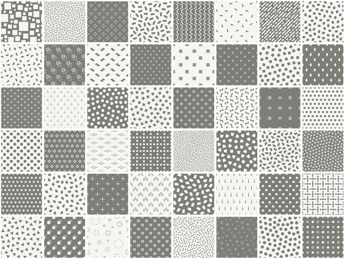 Collection of seamless geometric patterns. Minimalistic unusual set of simple backgrounds. Trendy monochrome textile prints vector