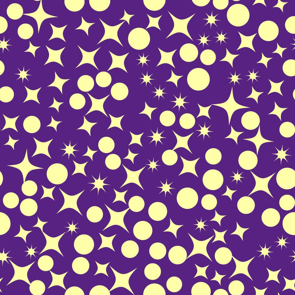 Ditsy bright gold stars seamless pattern on purple vector
